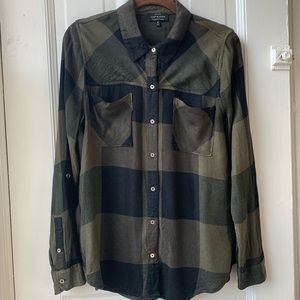 Army Green and Black Plaid Shirt